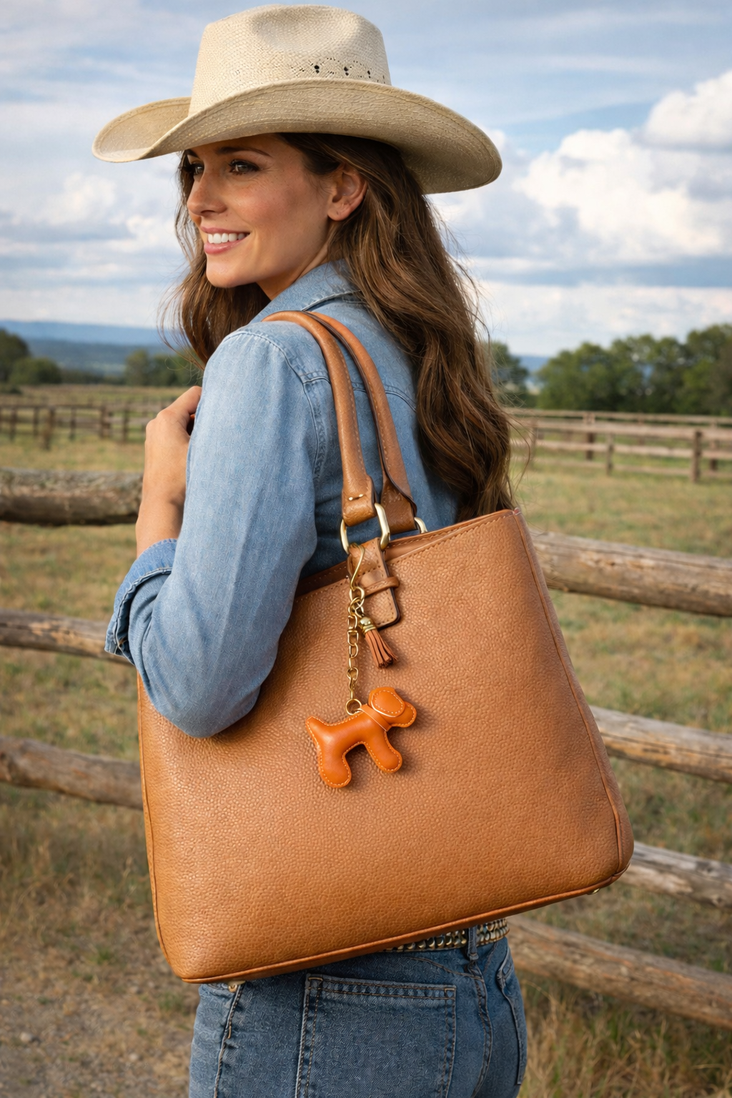Cowgirl Pup Purse Charm (Orange)