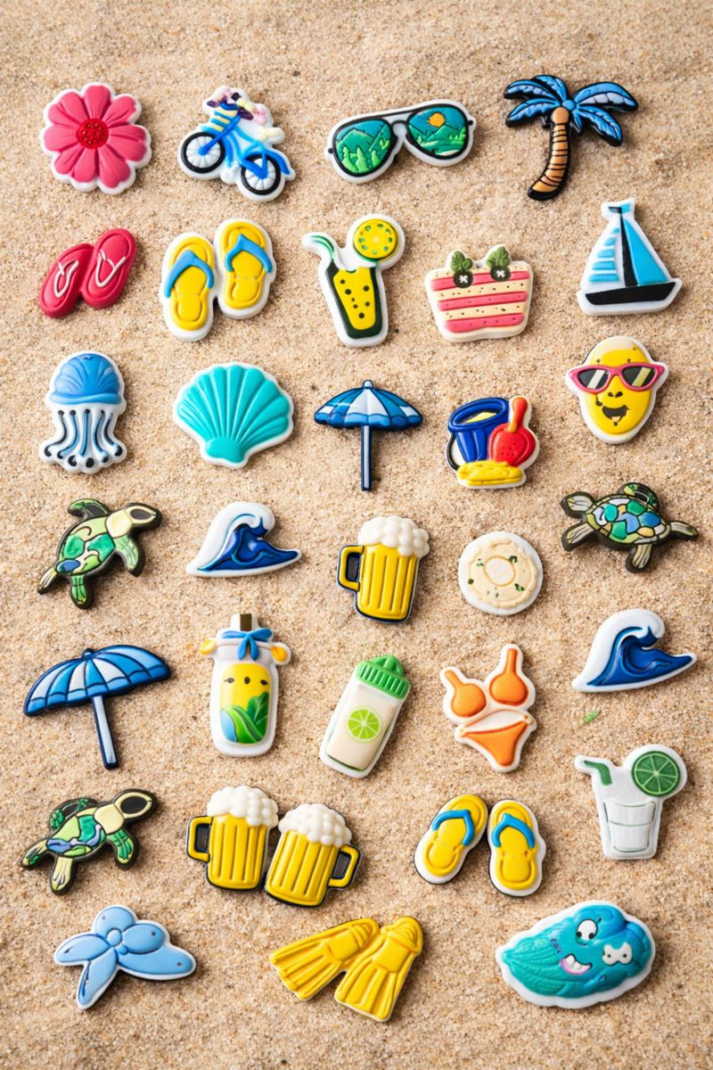🌴 Beach & Summer Shoe Charms Set for Clogs | Tropical Vacation Charms