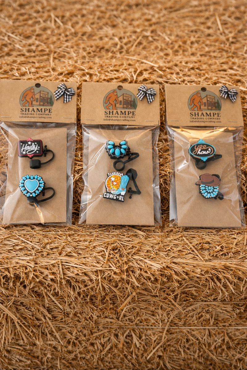 SHAMPE Straw Toppers (2-Pack) — Western Cutie Edition