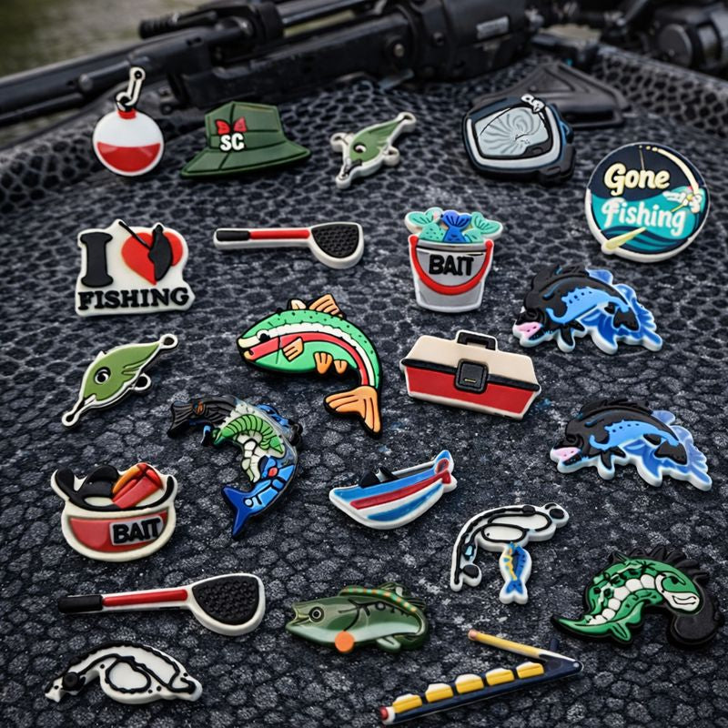 🎣 Fishing Shoe Charms Set | Clog Accessories |