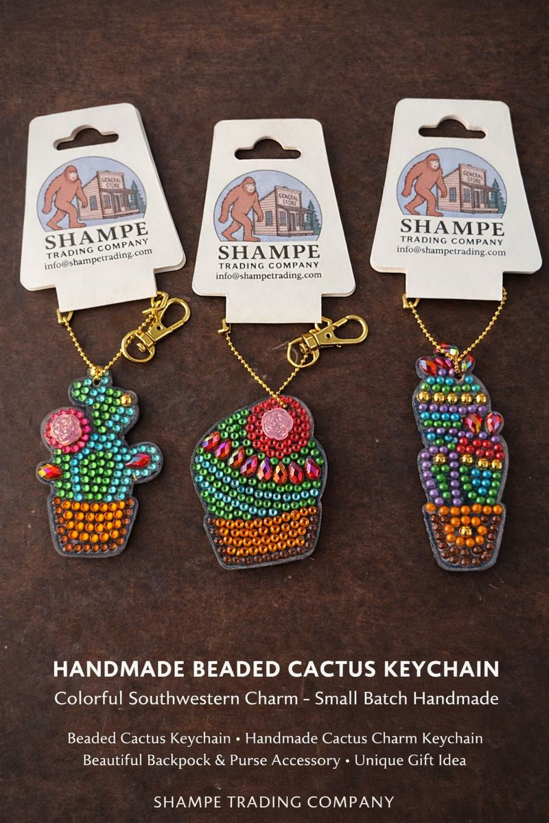 Shampe Beaded Cactus Charm Keychain – Handmade Colorful Accessory
