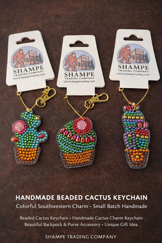 Shampe Beaded Cactus Charm Keychain – Handmade Colorful Accessory