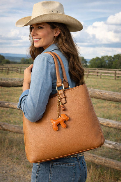Cowgirl Pup Purse Charm (Orange)