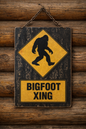 Sasquatch Metal Sign 8x12 | Rustic Log Cabin Decor | Bigfoot Wall Sign