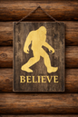 Sasquatch Metal Sign 8x12 | Rustic Log Cabin Decor | Bigfoot Wall Sign