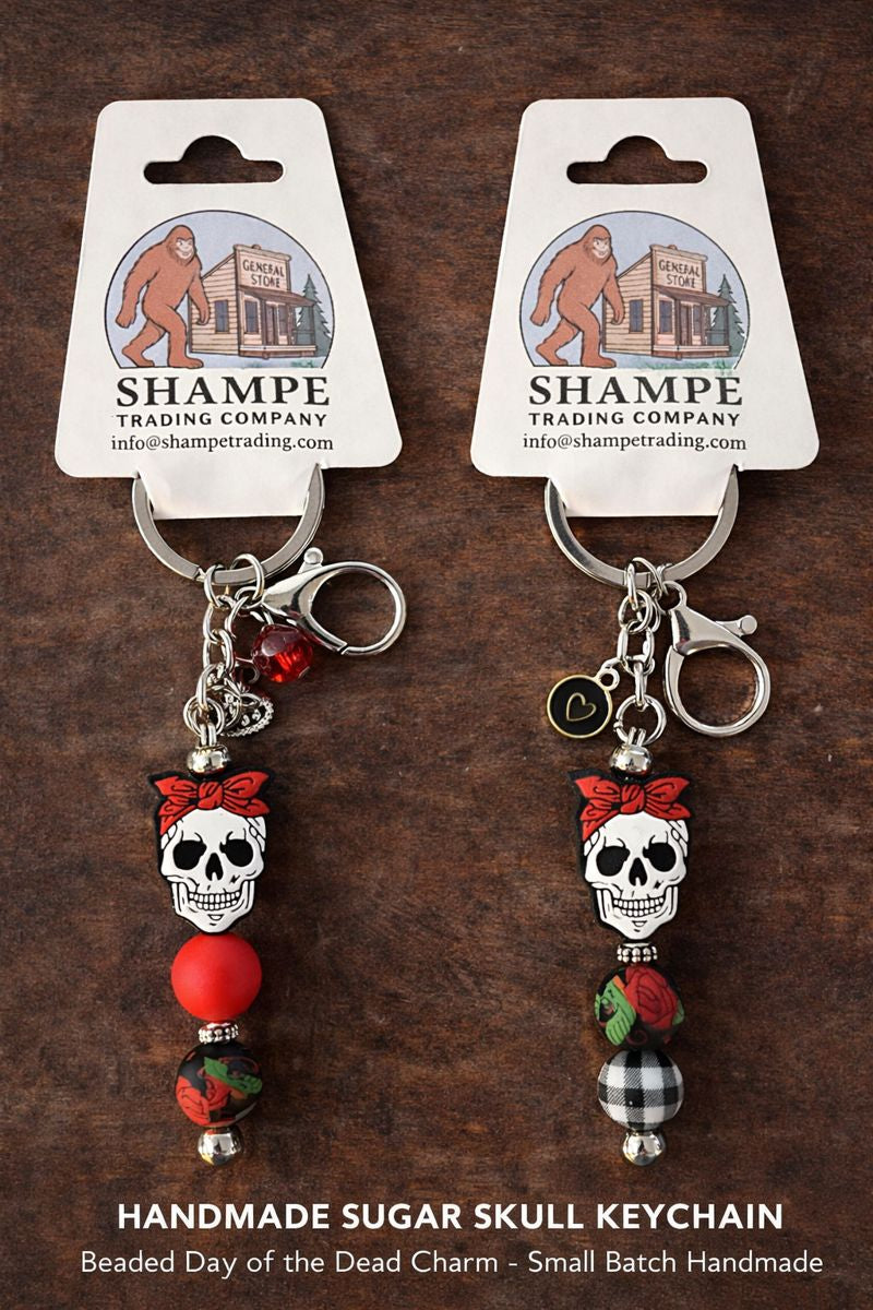 Shampe Sugar Skull Charm Keychain – Handmade Beaded Accessory