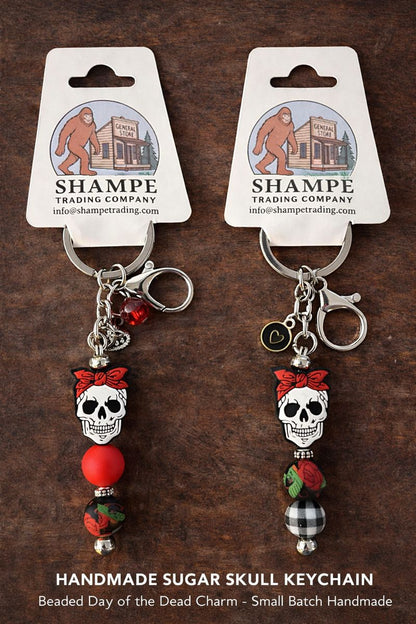 Shampe Sugar Skull Charm Keychain – Handmade Beaded Accessory